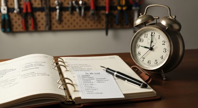 alarm clock and books