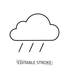 A rain cloud icon in minimalist style with editable stroke. Weather element, precipitation symbol, forecast, storm, climate, atmosphere, water drop, drizzle, nature, environment