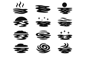 Water cooling dawn collection icon icons evening surface sparkle glinting vector shadow