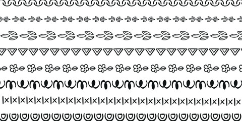 Abstract Dashed Border Divider Set Vector Illustration Isolated on Transparent Background