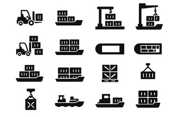 Crate partial barge stacking balanced deck vector icon view icons cargo positioning