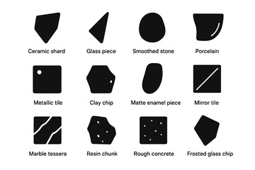 Icons icon vector chip mosaic materials clay mirror chunk piece resin square