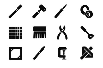 Strips icons icon glass window tracing vector tools pliers roller guide mat