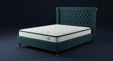 Elegant tufted bed with a plush mattress, inviting comfort and style for a restful night's sleep in a sophisticated setting.