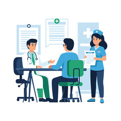 Doctor Consulting with Patient in a Medical Office, Healthcare Professional Reviewing Medical Chart