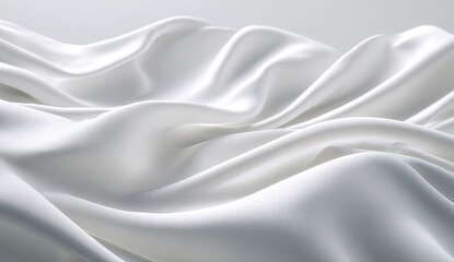 Fototapeta premium Soft, white silk fabric drapes in flowing folds