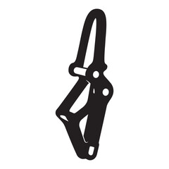black and white silhouette of belay device vector on white background