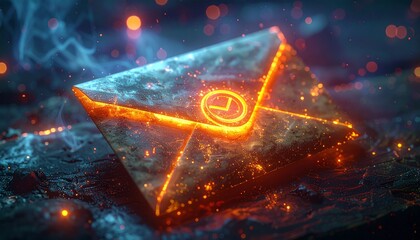 An email is shown as a letter with a glowing seal, indicating it is safe and spam-free, a sign of trust and security