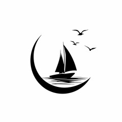 yacht silhouette vector illustration