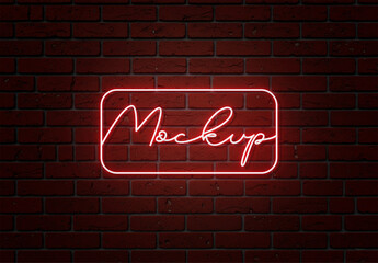 Red & Yellow Neon Sign Logo Mockup Template