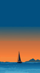 Fototapeta premium sunset, boat, sea, sailing, water, sailboat, sail, ocean, 