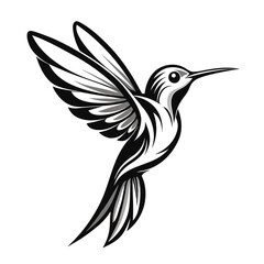 Fototapeta premium Stylized Hummingbird Vector in Mid-Flight with Detailed Wings