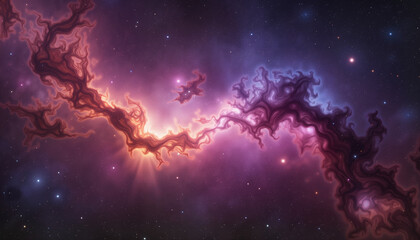 Obraz premium Colorful cosmic nebula in deep space with vibrant hues and stars 