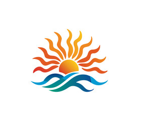 vector, sun, logo, water, icon, illustration, wave, 
