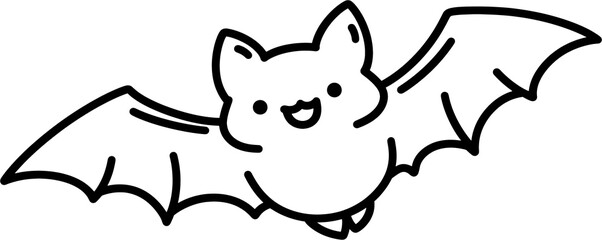Cute bat line art illustration for Halloween decoration against a transparent background, png image
