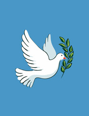 dove of peace on blue background