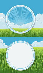 Obraz premium summer landscape with grass and blue sky