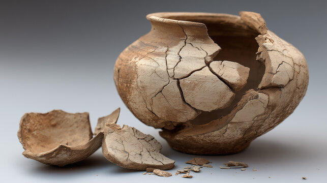 A broken vase with a piece missing