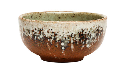 Handmade ceramic bowl with inner splash design, top view isolated on a Transparent background, PNG file.