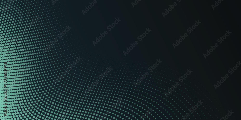 Wall mural dark vector gradient green color halftone background staggered dots