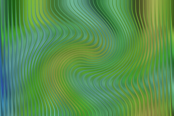 Illustration of abstract swirling green and blue textured background with vertical lines and a central vortex effect, abstract glass stripe gradient background