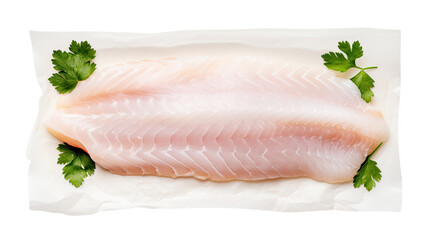 Fresh Raw Salmon Fish Fillet with Natural Texture and Rich Color Detail Isolated on White Background
