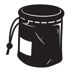 black and white silhouette of a chalk bag vector on a white background