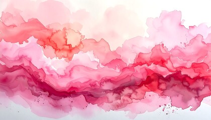 Abstract watercolor painting with soft pink and red hues