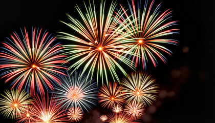Fototapeta premium Colorful fireworks exploding in night sky during celebration 
