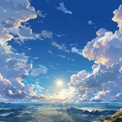 Vast, cloud-filled sky over landscape