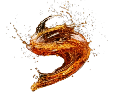 Swirling Carbonated Drink Splash in Motion, isolated on a transparent background