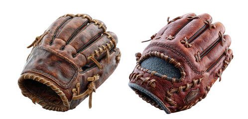 Vintage baseball glove detail isolated on transparent background
