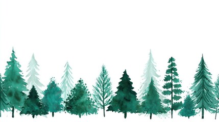 Obraz premium cute watercolor illustration of *christmas border* isolated on white background, minimalist design, cute style, simple shapes, white background, no text. --v 7.0 --ar 16:9