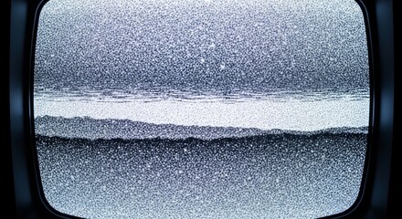 Retro television screen displays static snow effect with horizontal lines