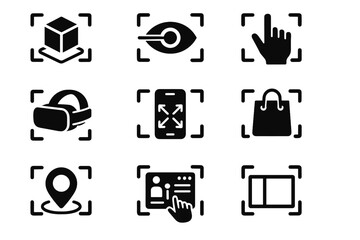 Vector square navigation arrows ar item scanning interactive interface shopping icons icon