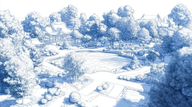 lyout blueprint for a landscape garden simulation