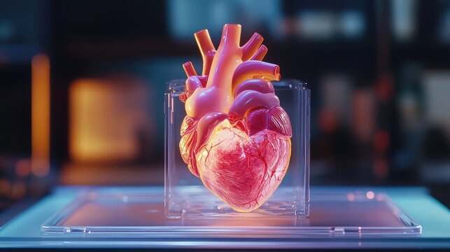 simultion assembling a holographic heart transplant model
