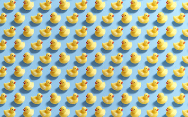 Yellow Duck Pattern with a light blue background