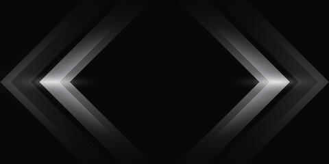3D metal abstract overlap layer on dark background glowing shape decoration. Modern graphic design element style concept for banners, flyer, card, or brochure cover