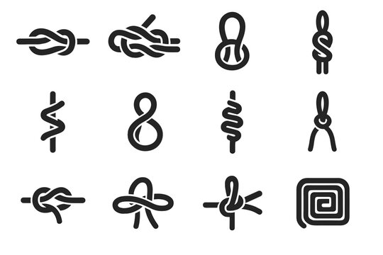 Icon rope sailing loop flat vector endline looped cleat bend icons knot