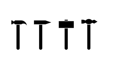 black hammer set icon isolated on white background