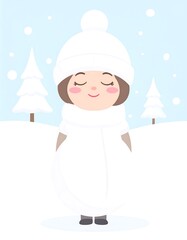 Cute girl in winter wonderland