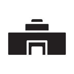 Flat Vector Minimalist Geometric Building Icon with Archway Entrance