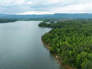 Aerial View of Lake James in Western North Carolina in the Summer