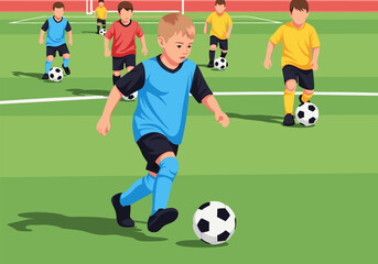 Children playing soccer A vibrant illustration of kids enjoying a soccer game on the field