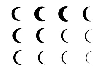 Icons curved minimal basic icon simple lunar profile crescent moon vector line