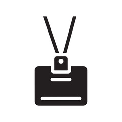 Minimalist Black Identity Card Lanyard Holder Glyph Icon