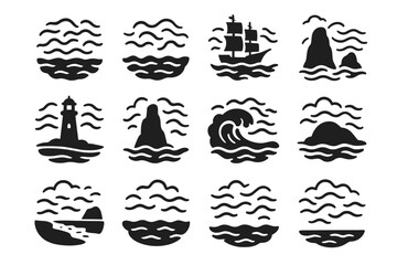 Obraz premium Fog rolling icon vector sailing covered surface mist beach ocean
