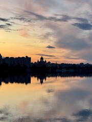 Naklejka premium view from Obolon island, Kyiv, Ukraine