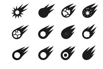 Fototapeta premium Central icons comet vector outline icon thick mass flare core diffused radiant